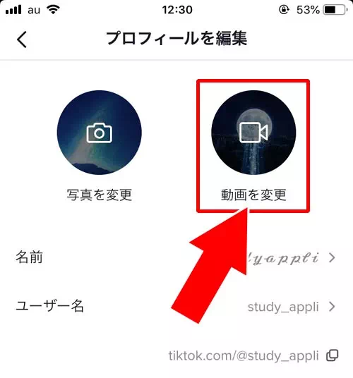 動画から元の画像(静止画)表示に戻す方法|TikTokのプロフィール画像(アイコン)に動画を設定する方法